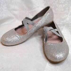 Dream Pairs Girls Sparkly Glitter Slip-On Ballerina Flats Silver Size 4